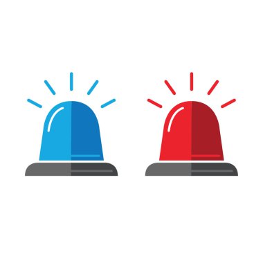 Siren ayarlayın. Polis teşhirci veya ambulans flasher simgeler. vektör