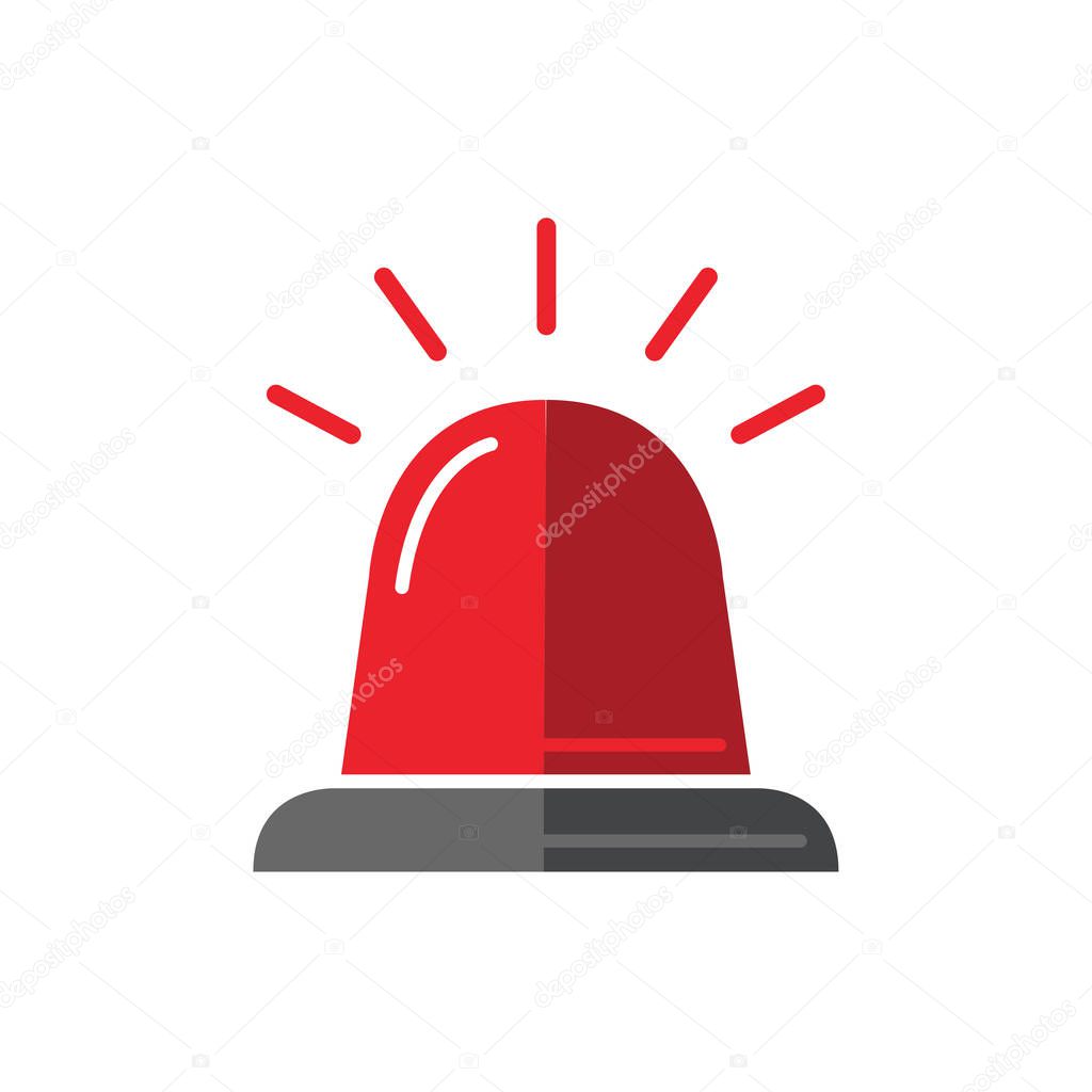 Single design element demonstrating red flasher siren. vector