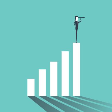 Gelecek arayan bir işadamı. Grafik üzerinde duran.