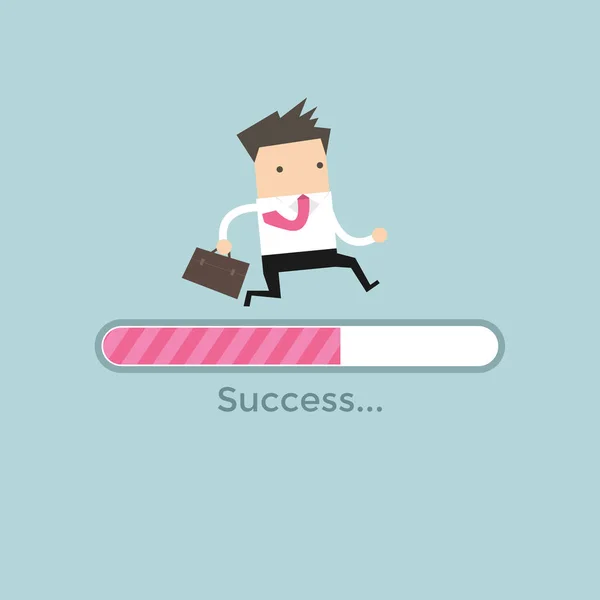 Businessman Run Progress Loading Bar Success Concept — Stock Vector