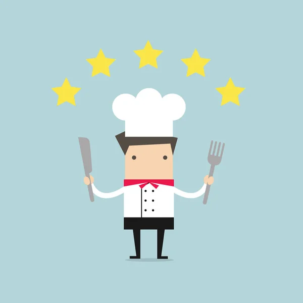 Cozinheiro Chef Com Classificação Cinco Estrelas —  Vetores de Stock