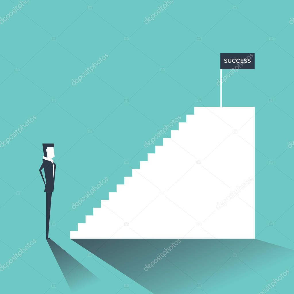Business success ladder concept with businessman symbol.