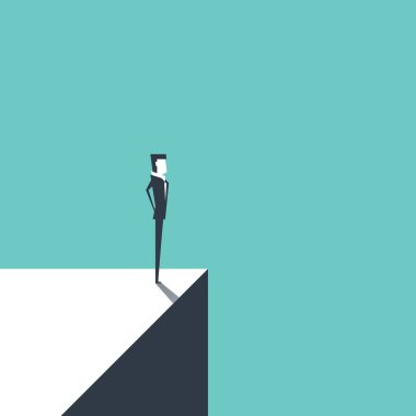 Kenarında duran bir iş adamı. Risk ve meydan okuma iş kavramı.
