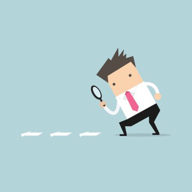 Büyüteç arama iş adamı. Arama, Ayrıntılar, ipucu kavramı.