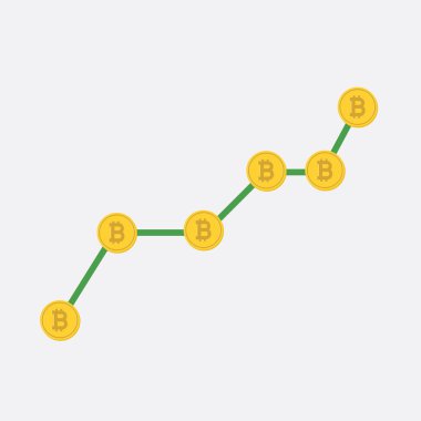Büyüme grafik ile bitcoin işaret düz simgesi tasarım içinde.