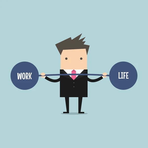 Empresario Manteniendo Equilibrio Entre Trabajo Vida — Vector de stock