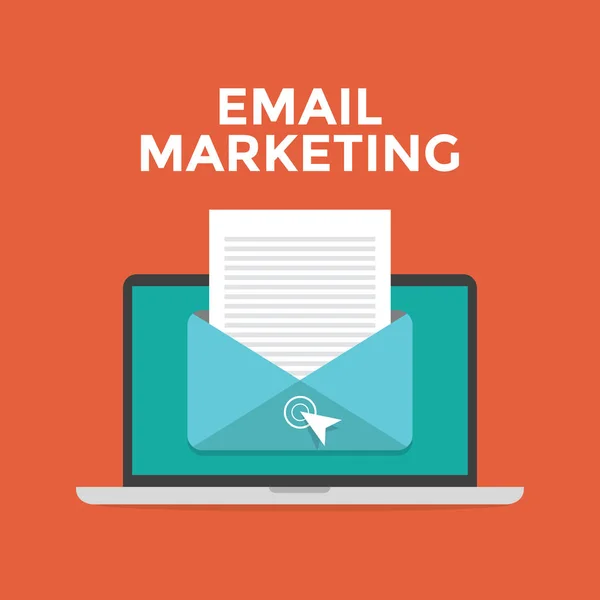 Laptop Com Envelope Mail Aberto Tela Email Marketing —  Vetores de Stock