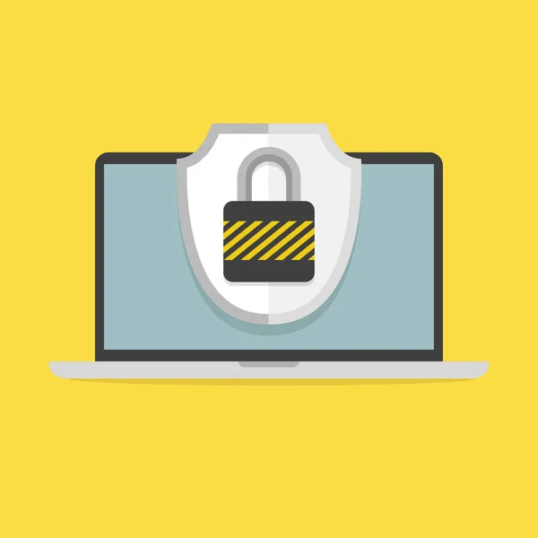 Laptop Escudo Com Cadeado Tela Conceito Segurança Proteção Informática —  Vetores de Stock