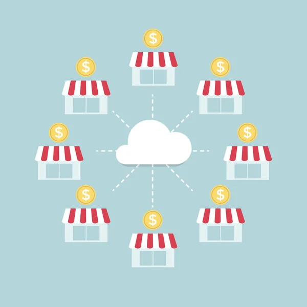 Clouds Conceito Commerce Vetor —  Vetores de Stock