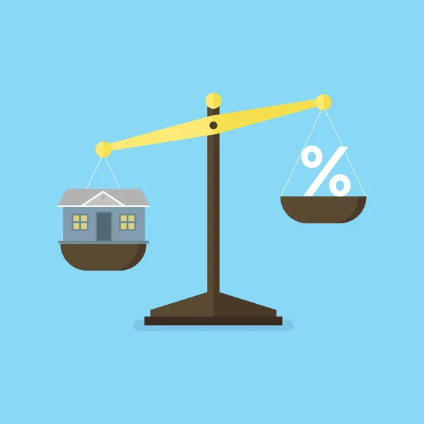 Waagen Zum Wiegen Mit Haus Und Prozent Zeichen — Stockvektor