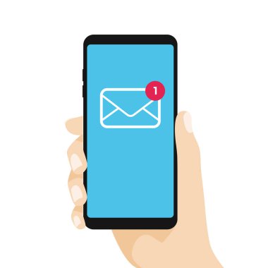 El tutma smartphone. Yeni e-posta kavramı.