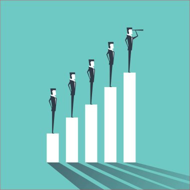 Bir grafikte, iş başarısı ayakta işadamları.