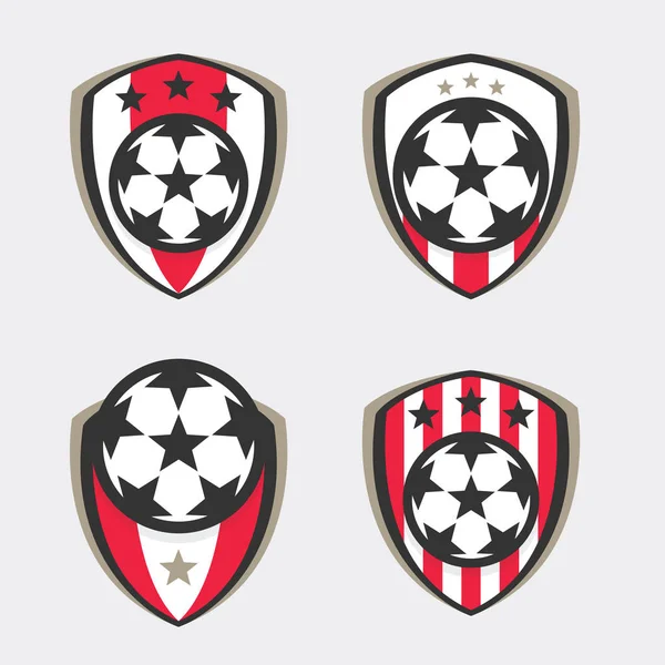 サッカーのロゴやサッカー クラブ標識バッジ セット — ストックベクタ