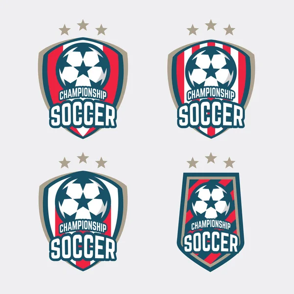 Kampioenschap Voetbal Logo Voetbal Club Teken Badge Set — Stockvector