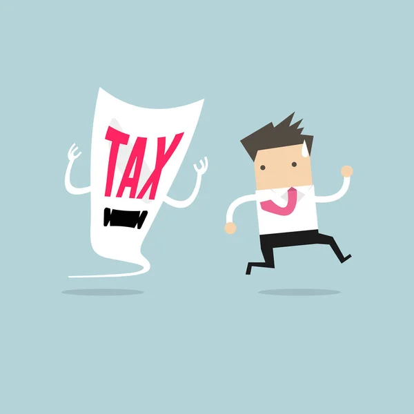 Businessman Run Away Tax Devil — Stock Vector