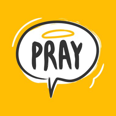 Dua balonu. Sosyal medya içeriği etiketi. El çizimi baloncuk sanatı çizgi roman tarzı afişi.