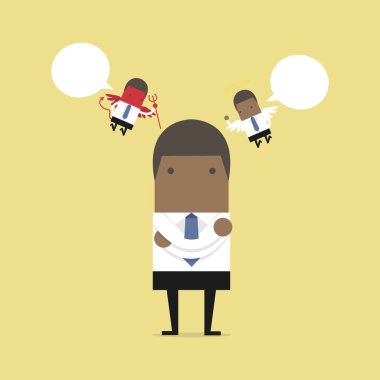 Şeytani ve melekli Afrikalı iş adamı.