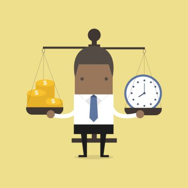 Afrikalı işadamı zaman ve parayı dengeliyor.