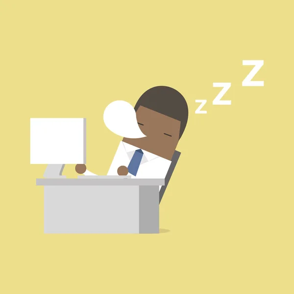 Empresário Africano Dorme Durante Trabalho —  Vetores de Stock