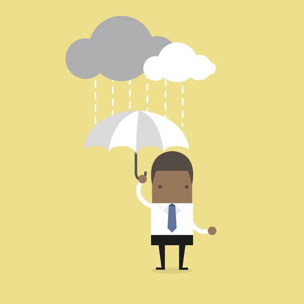 Afrikansk Affärsman Paraply Regnet — Stock vektor