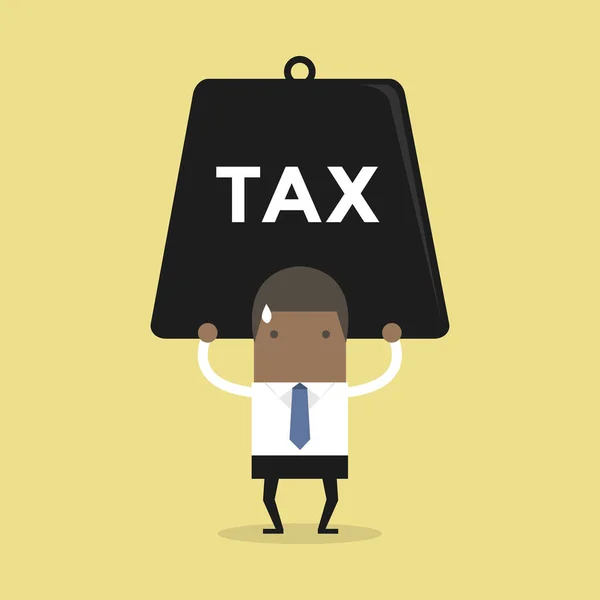 African Businessman Carrying Heavy Tax — Stock Vector
