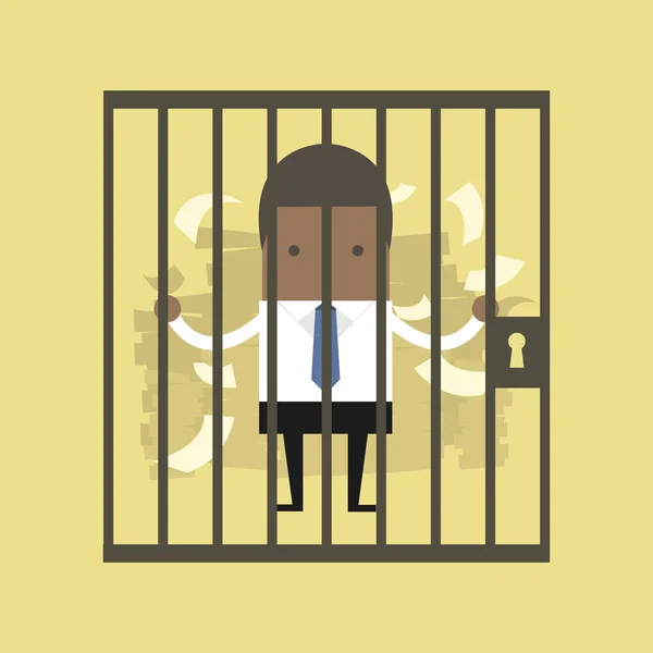 African Businessman Caught Prison Unfinished Work — Stock Vector