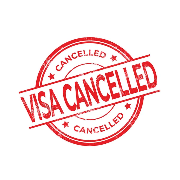 Visa Скасований Червоний Круглий Грандж Штамп Білому Тлі — стоковий вектор