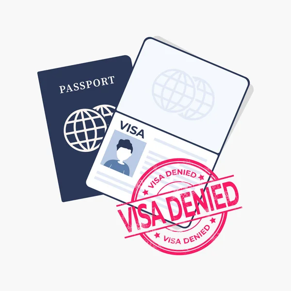 Kırmızı Damgalı Pasaport Vize Reddedildi — Stok Vektör