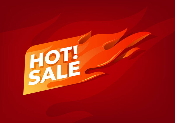 Hot sale flaming label. Sale promotion banner.
