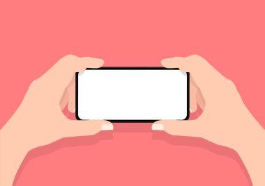 İki eli boş ekranlı cep telefonu tutan bir adam..