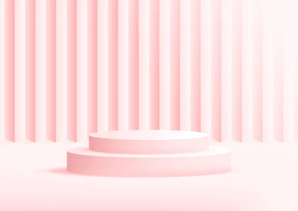 Empty Podium Studio Pink Background Product Display Copy Space Banner — Stock Vector