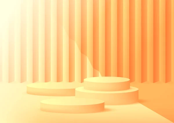 Sfondo Vuoto Podio Studio Arancione Visualizzazione Del Prodotto Con Spazio — Vettoriale Stock