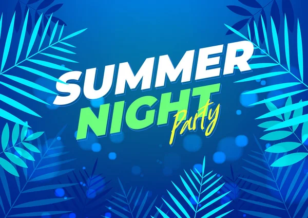 Dark Summer Night Party Tropische Achtergrond Voor Banner Flyer Met — Stockvector