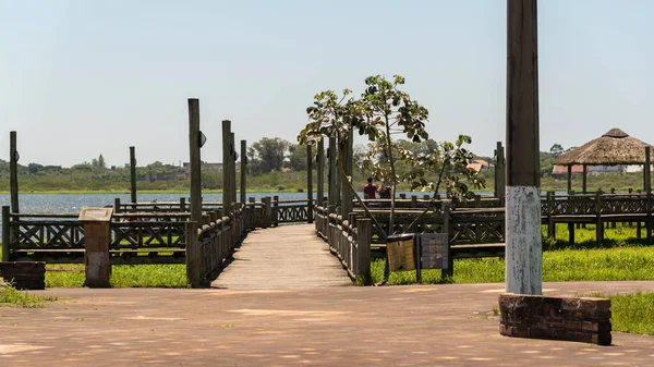 Vista Margem Lagoa Marcelino Cidade Turística Litorânea Osorio Rio Grande — Fotografia de Stock