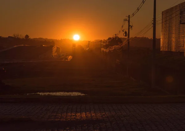 Escena Día Termina Una Carretera Construcción Sur Brasil Viaducto Carretera —  Fotos de Stock