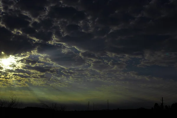 Silueta Puesta Del Sol Tarde Sur Brasil Frente Uruguay Paisaje —  Fotos de Stock