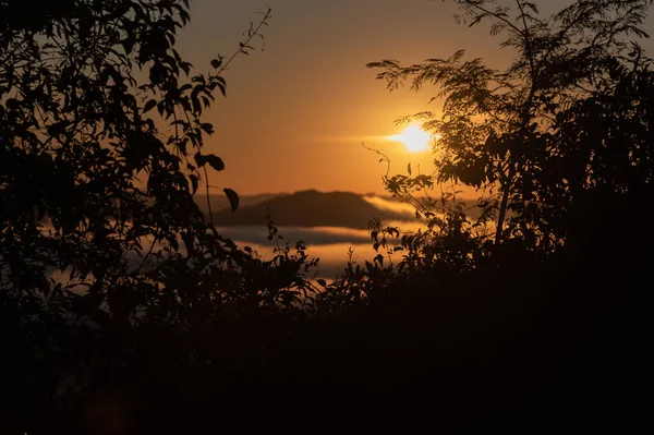 Die Eisige Morgendämmerung Den Bergen Von Jaguari Ort Chapado Brasilien — Stockfoto