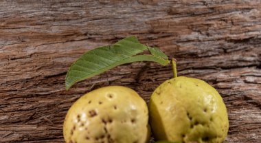 Beyaz guavalar. Guava, Myrtaceae familyasından Psidium guajava familyasından bir meyve türü. Genellikle meyve suyu üretiminde kullanılır.
