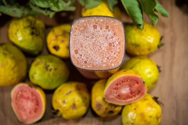 Bicchiere Succo Guava Guava Che Sapore Dolce Molto Gustoso Ricca — Foto Stock