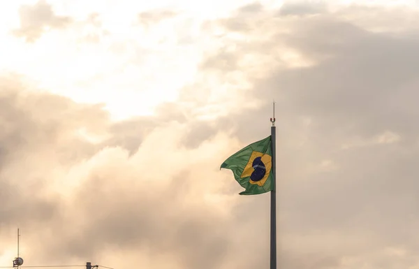 Brazylijska Flaga Pawilon Symbol Republiki Symbole Narodowe Powiewa Flaga Flaga — Zdjęcie stockowe