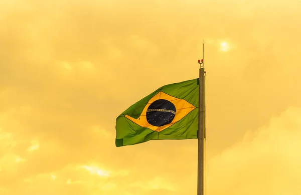 Bandeira Brasil Pavilhão Símbolo República Símbolos Nacionais Bandeira Voar Bandeira — Fotografia de Stock