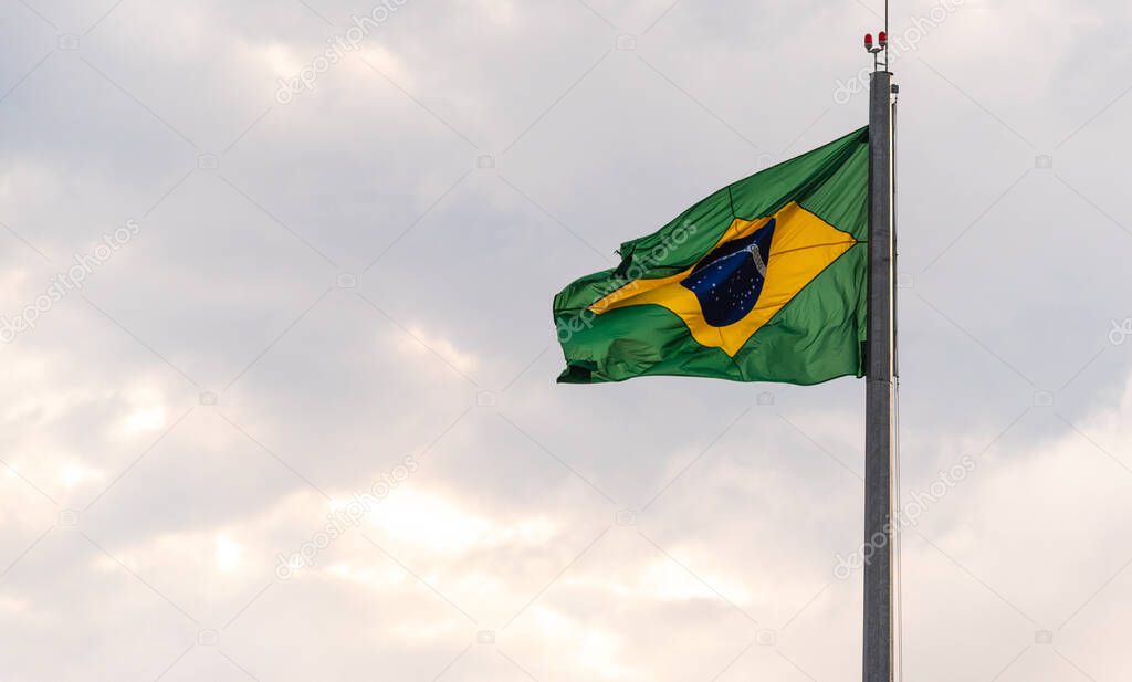 Brazil's flag. Pavilion. symbol of the republic. National symbols. flag flying. The National Flag is one of the national symbols of a country.