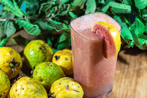 Guava Juice Psidium Guajava Natural Fruits Brazilian Flora Refreshing Drink — Stock Photo, Image