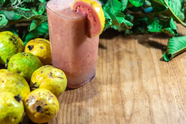 Guava Juice Psidium Guajava Natural Fruits Brazilian Flora Refreshing Drink — Stock Photo, Image