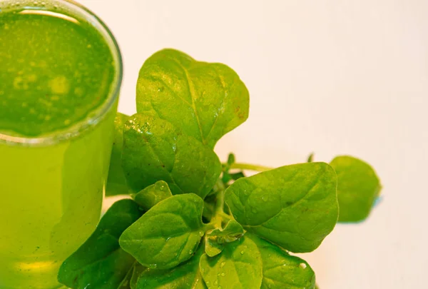 Spinach Juice Spinacia Oleracea Spinach Leaves Detox Diet Energy Drink — Stock Photo, Image
