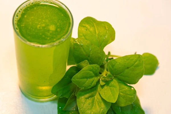 Spenatjuice Spinacia Oleracea Spenat Blad Avgiftningsdiet Energidryck Drick Och Banta — Stockfoto