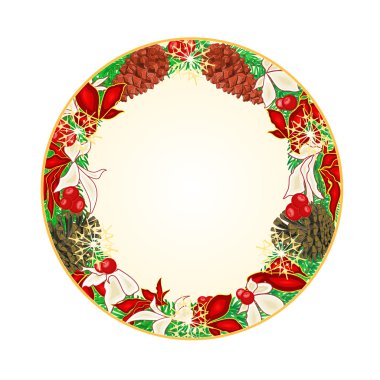 Düğme dairesel Noel pinecones vektör ile