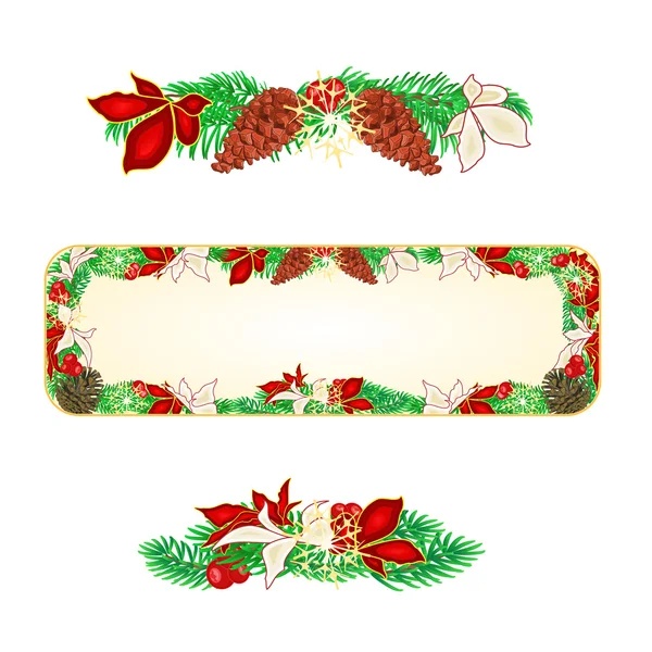 Banner Natal com vetor pinecones — Vetor de Stock