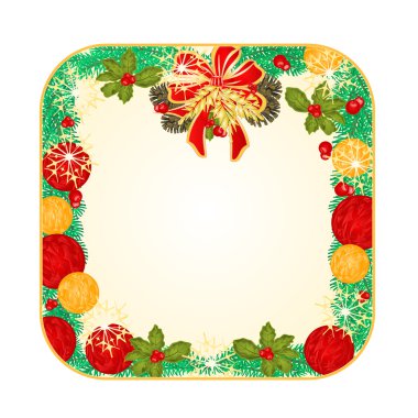 Düğme kare Noel yay vektör ile