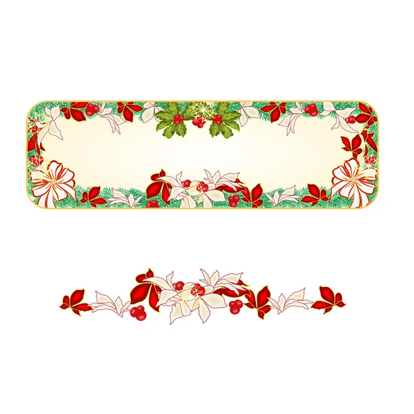 Banner de Navidad con arcos blancos y vector poinsettia — Vector de stock